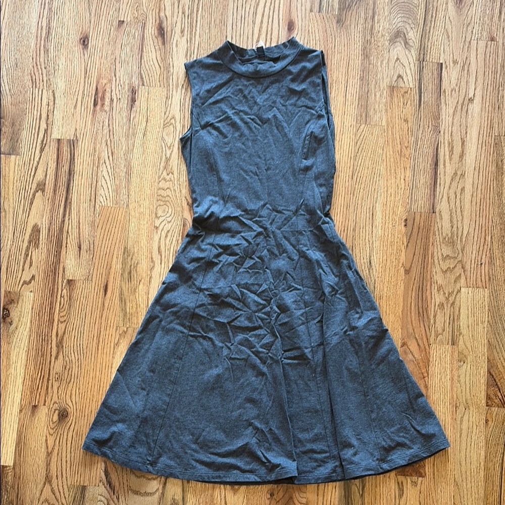 Uniqlo Charcoal Sleeveless Mock Neck A-Line Dress